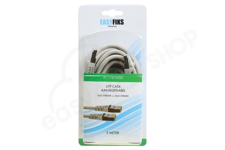 Easyfiks UTP CAT6 Netwerkkabel Grijs, 5 meter, 2x RJ45 Male